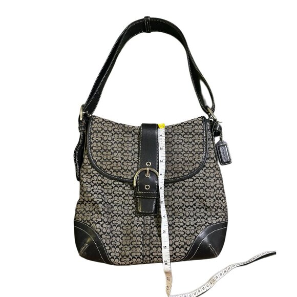 SOLD Coach Soho Y2K Signature Black & Grey Jacquard Buckle Flap Shoulder Bag - Picture 8 of 10